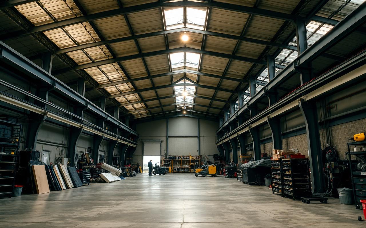 LED high-bay lighting installed across a workshop interior